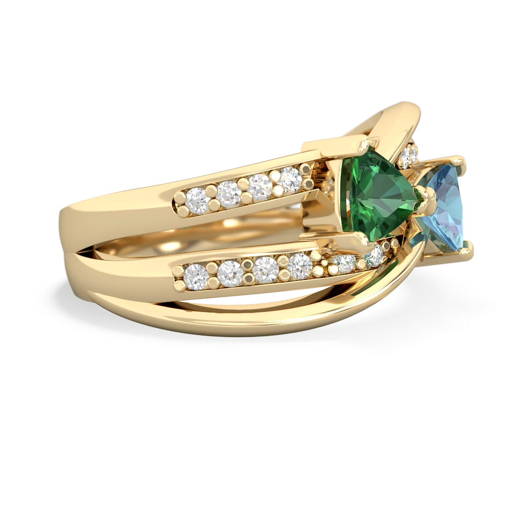 Lab Emerald Bowtie 14K Yellow Gold ring R2360