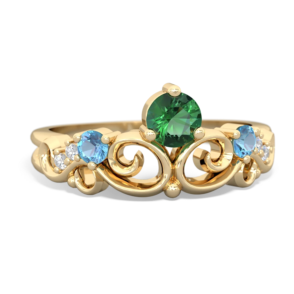 Lab Emerald Crown Keepsake 14K Yellow Gold ring R5740