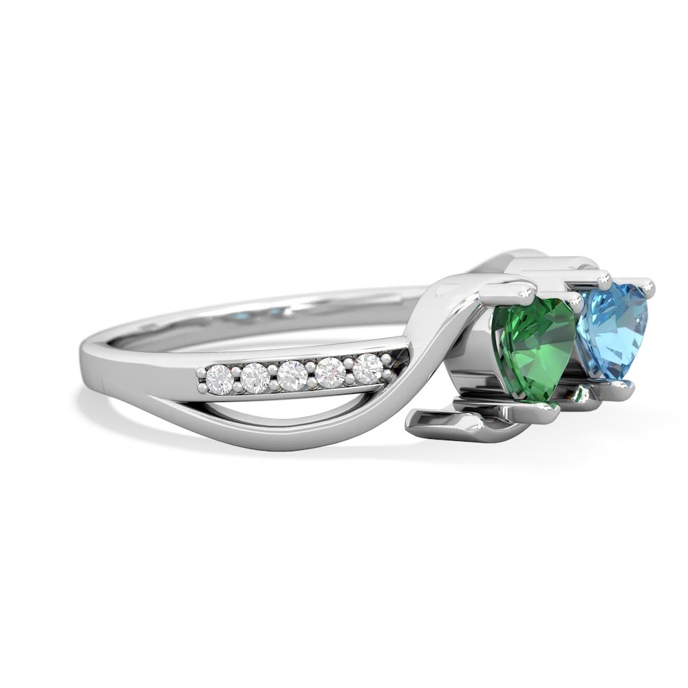 Lab Emerald Side By Side 14K White Gold ring R3090