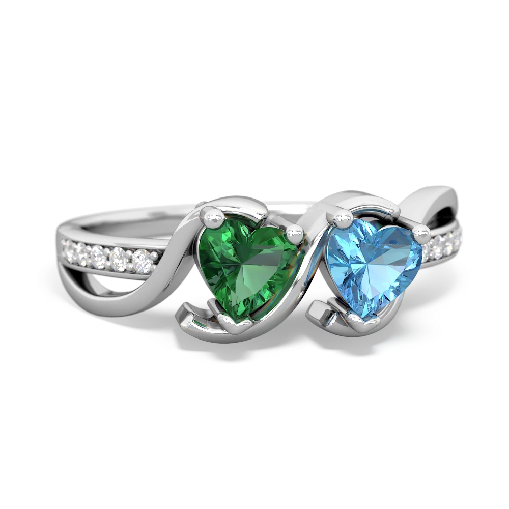 Lab Emerald Side By Side 14K White Gold ring R3090