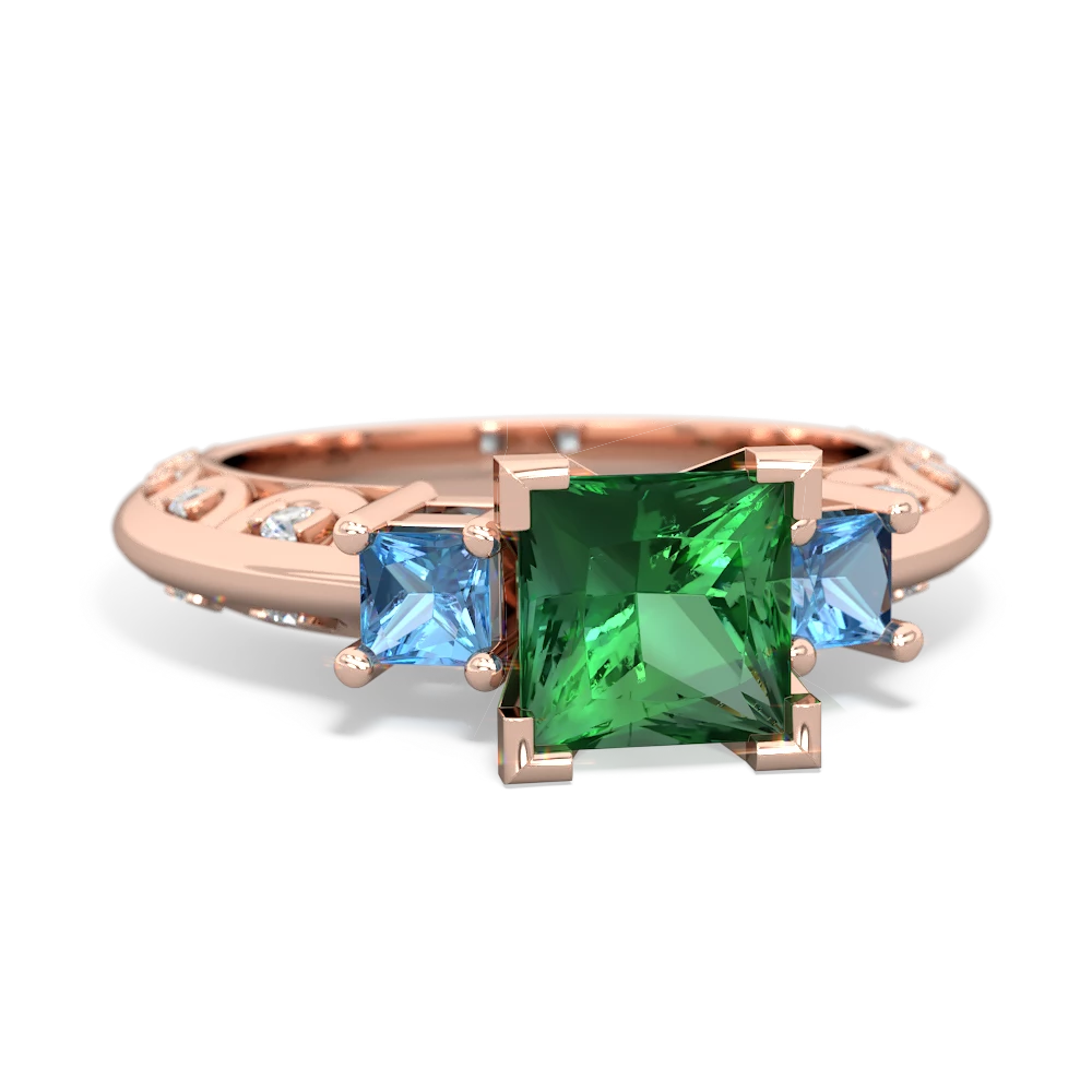 Lab Emerald Eternal Embrace Engagement 14K Rose Gold ring C2001