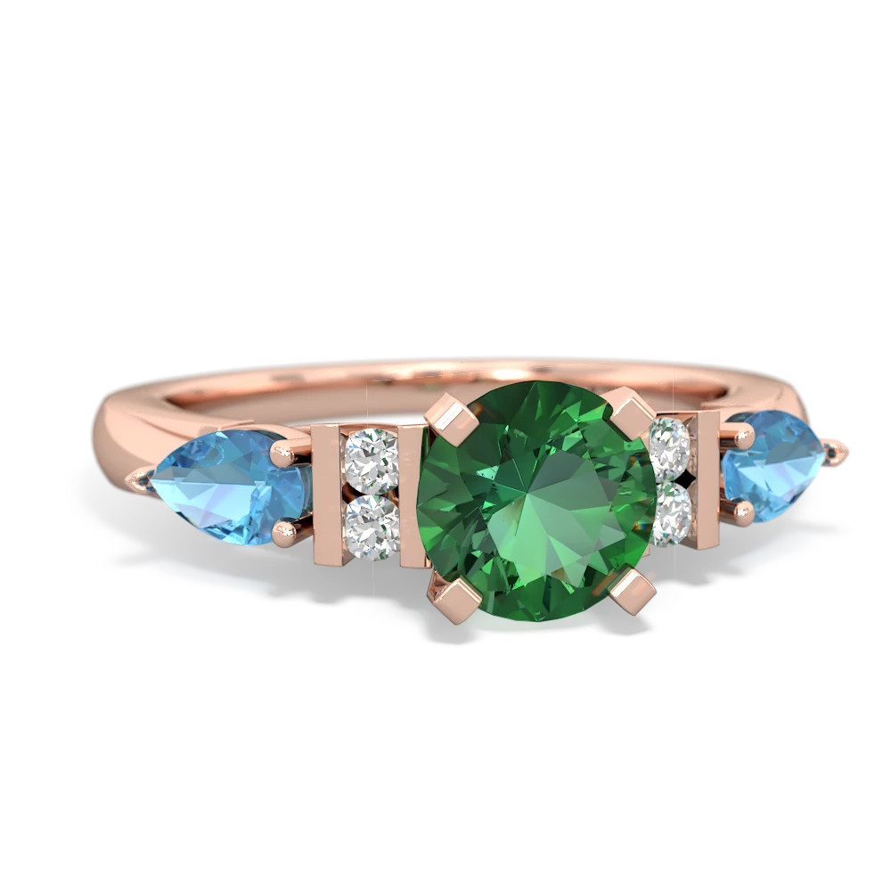 Lab Emerald 6Mm Round Eternal Embrace Engagement 14K Rose Gold ring R2005