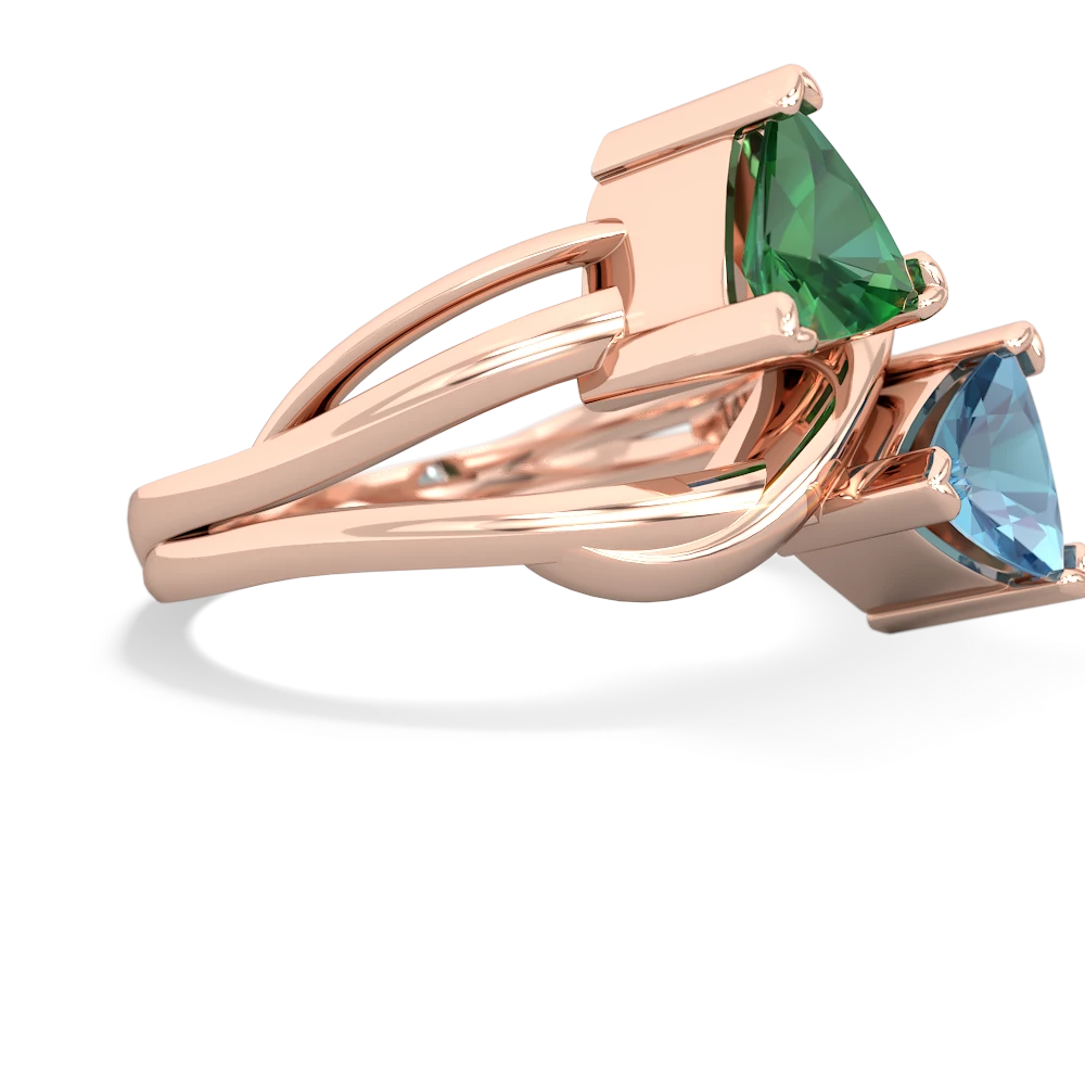 Lab Emerald Split Band Swirl 14K Rose Gold ring R2341