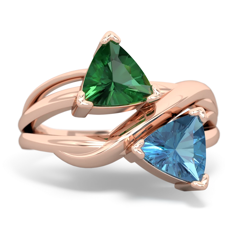 Lab Emerald Split Band Swirl 14K Rose Gold ring R2341