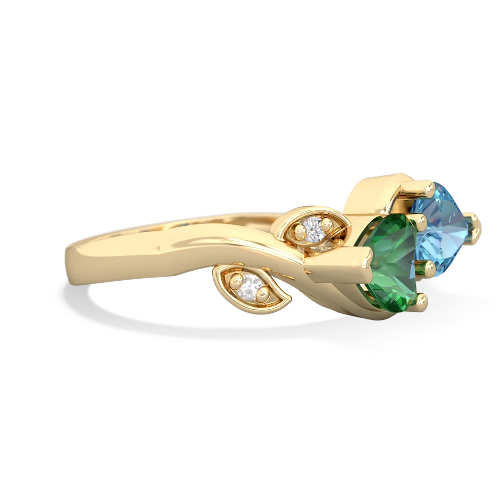 Lab Emerald Floral Elegance 14K Yellow Gold ring R5790