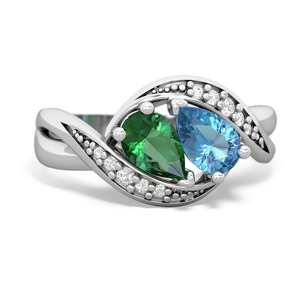 Lab Emerald Summer Winds 14K White Gold ring R5342