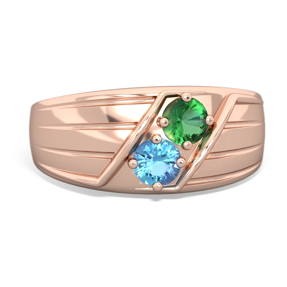 Lab Emerald Men's Streamline 14K Rose Gold ring R0460