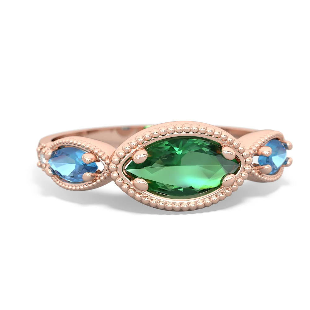 Lab Emerald Milgrain Marquise 14K Rose Gold ring R5700