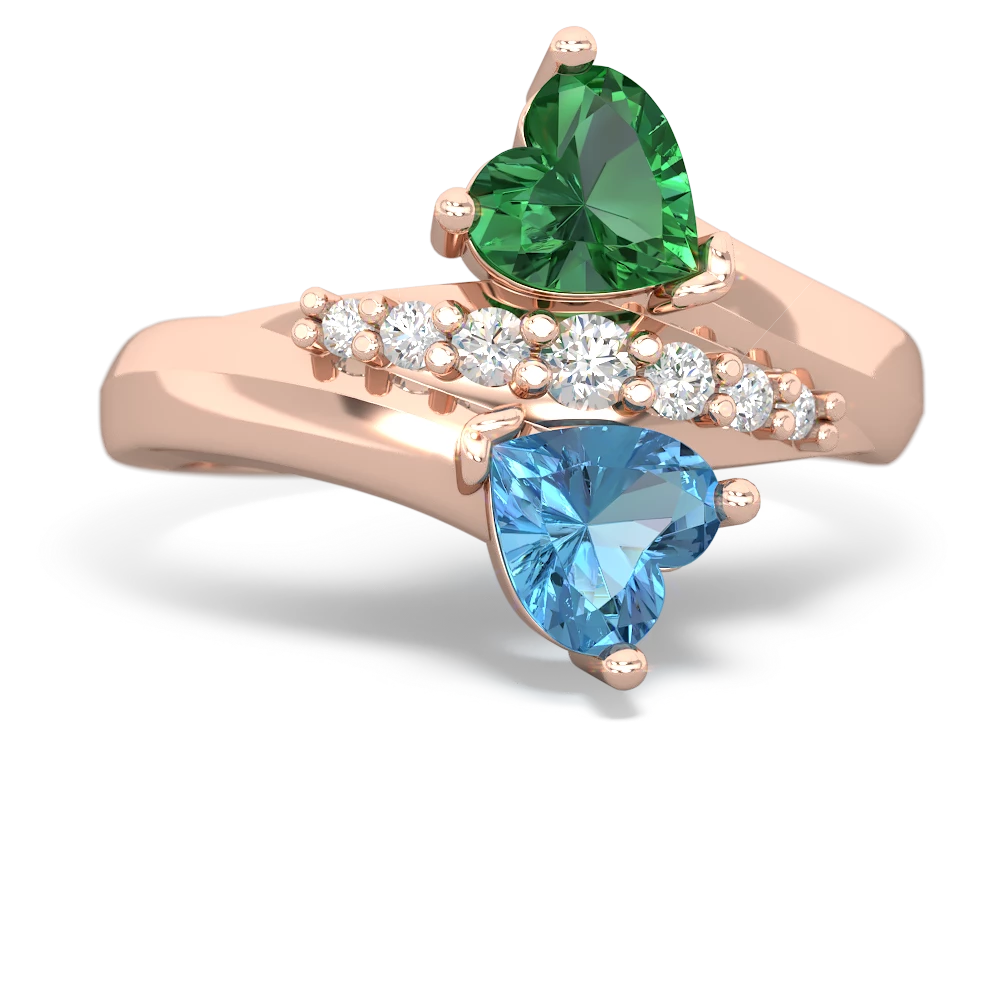 Lab Emerald Heart To Heart 14K Rose Gold ring R2064