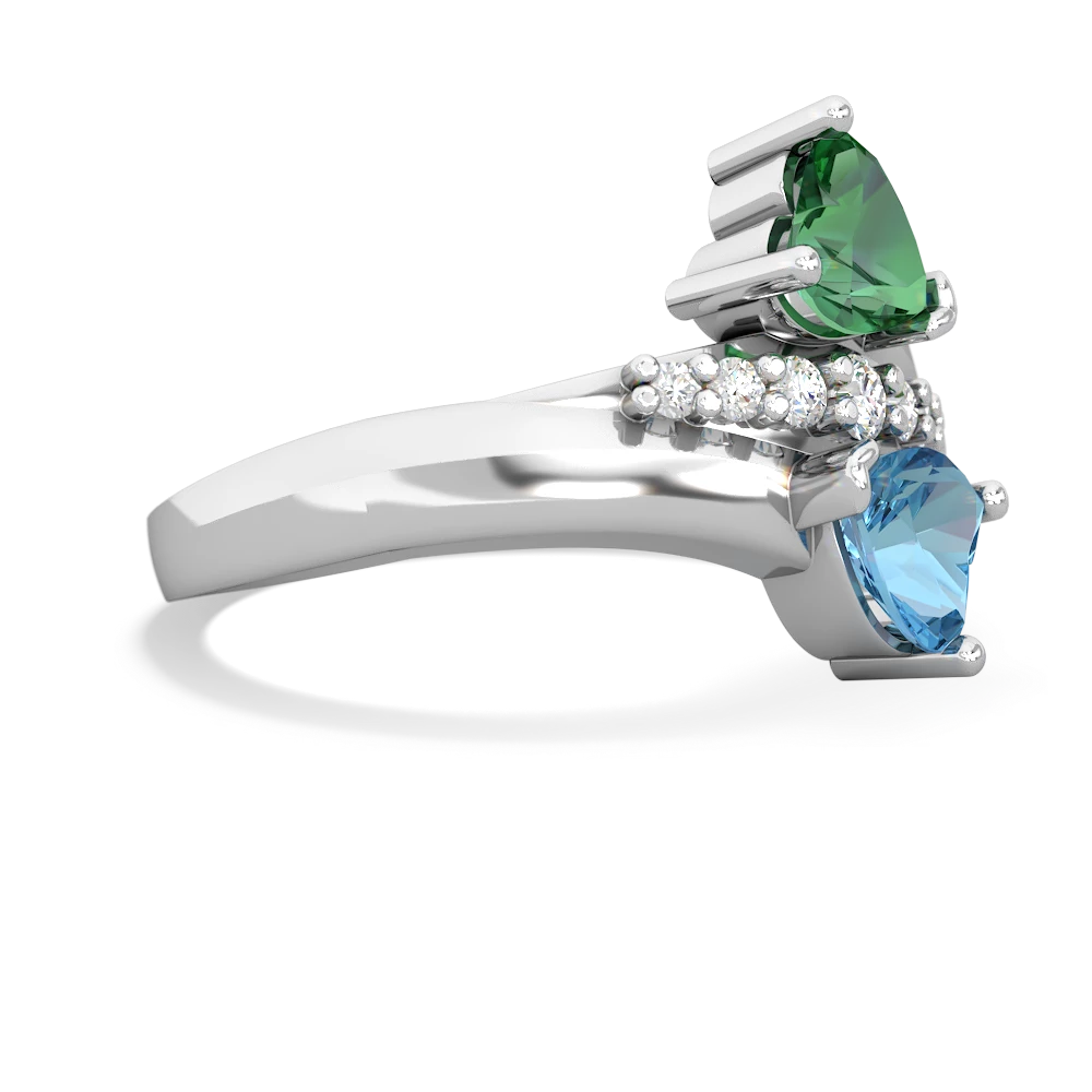 Lab Emerald Heart To Heart 14K White Gold ring R2064