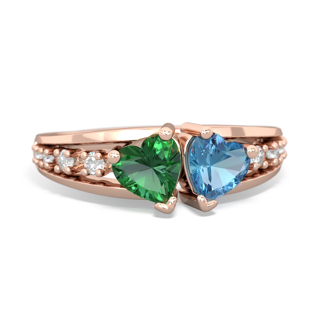 Lab Emerald Heart To Heart 14K Rose Gold ring R3342