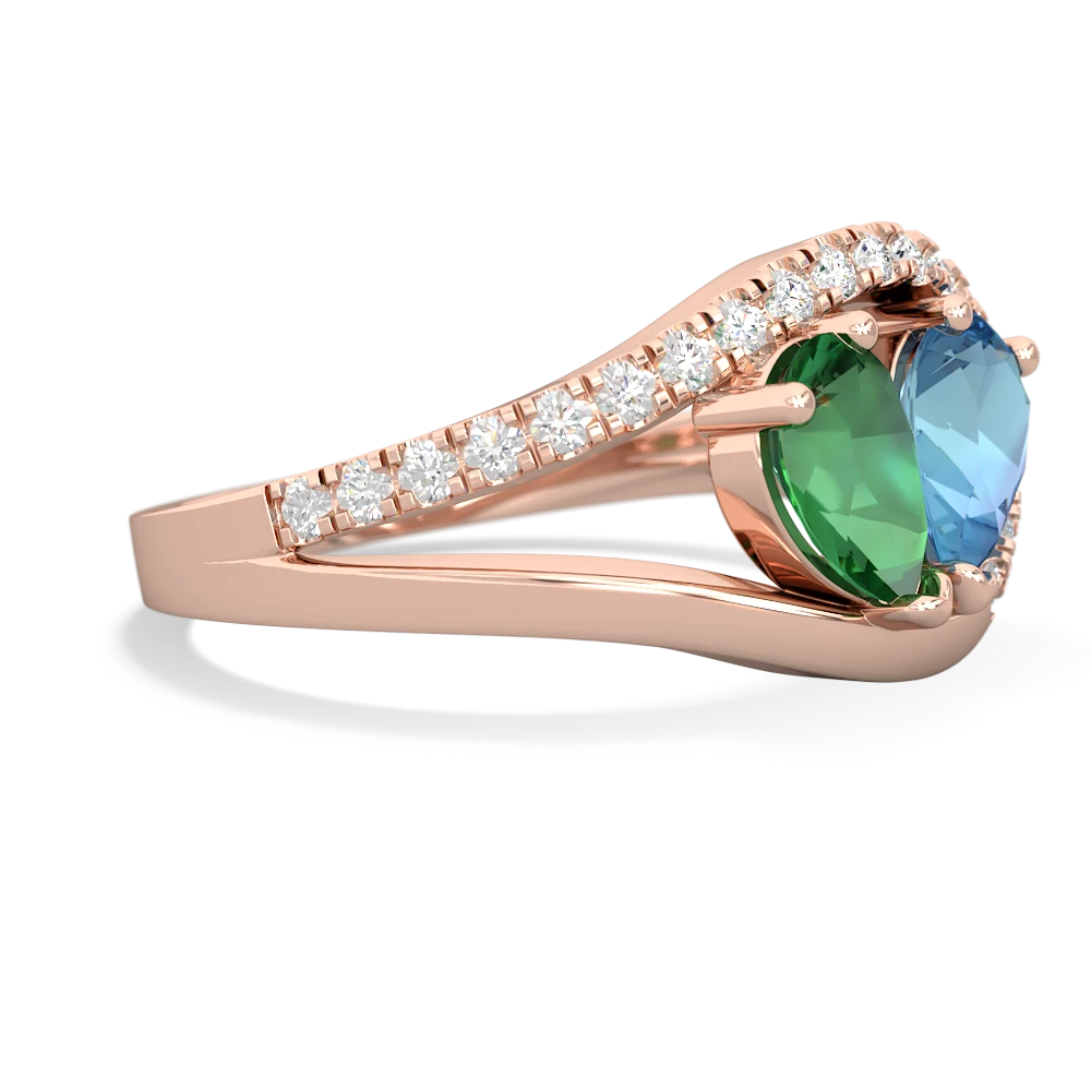 Lab Emerald Nestled Heart Keepsake 14K Rose Gold ring R5650