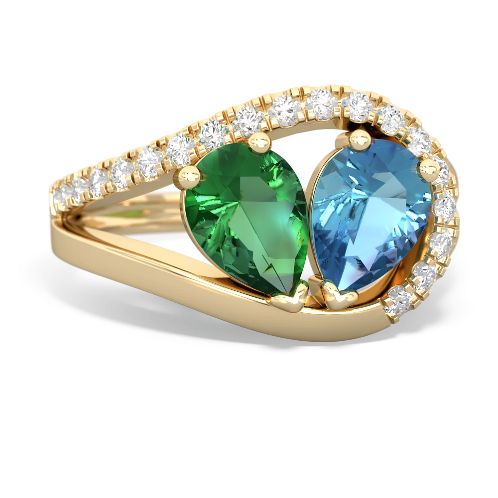 Lab Emerald Nestled Heart Keepsake 14K Yellow Gold ring R5650