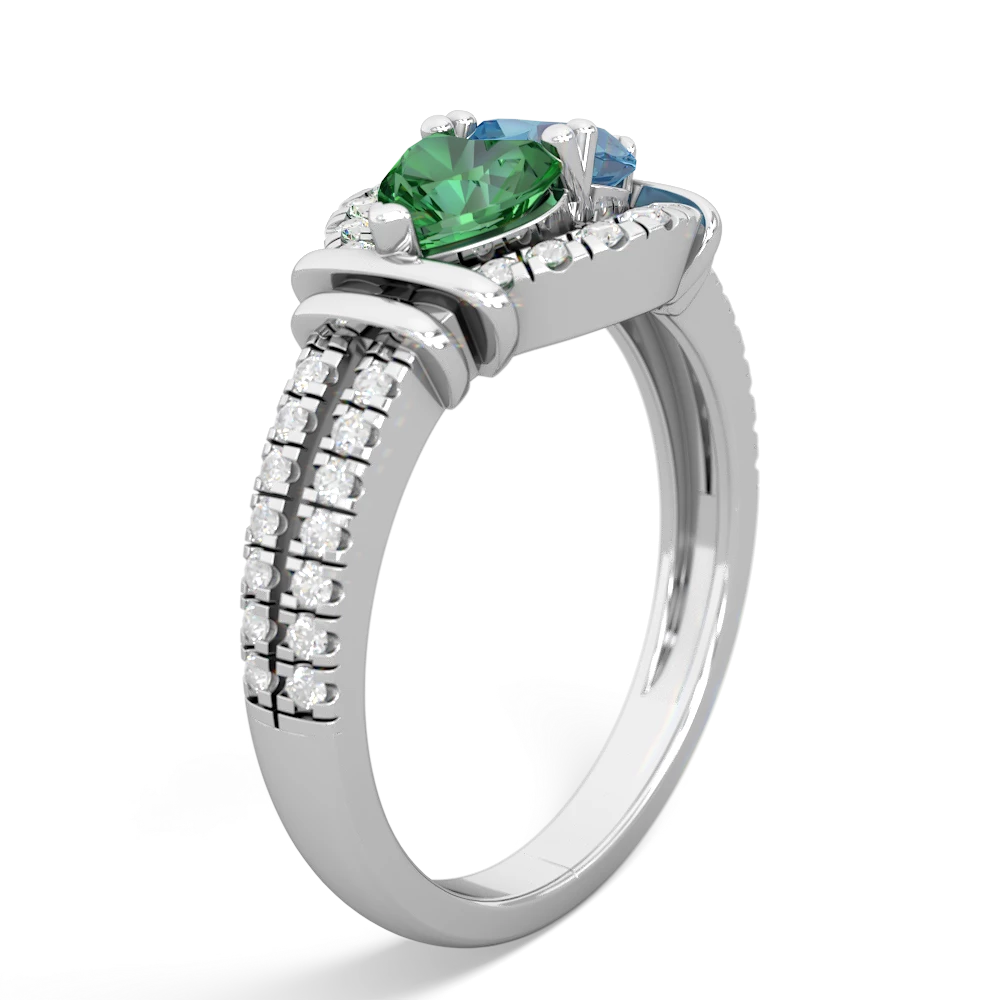 Lab Emerald Art-Deco Keepsake 14K White Gold ring R5630