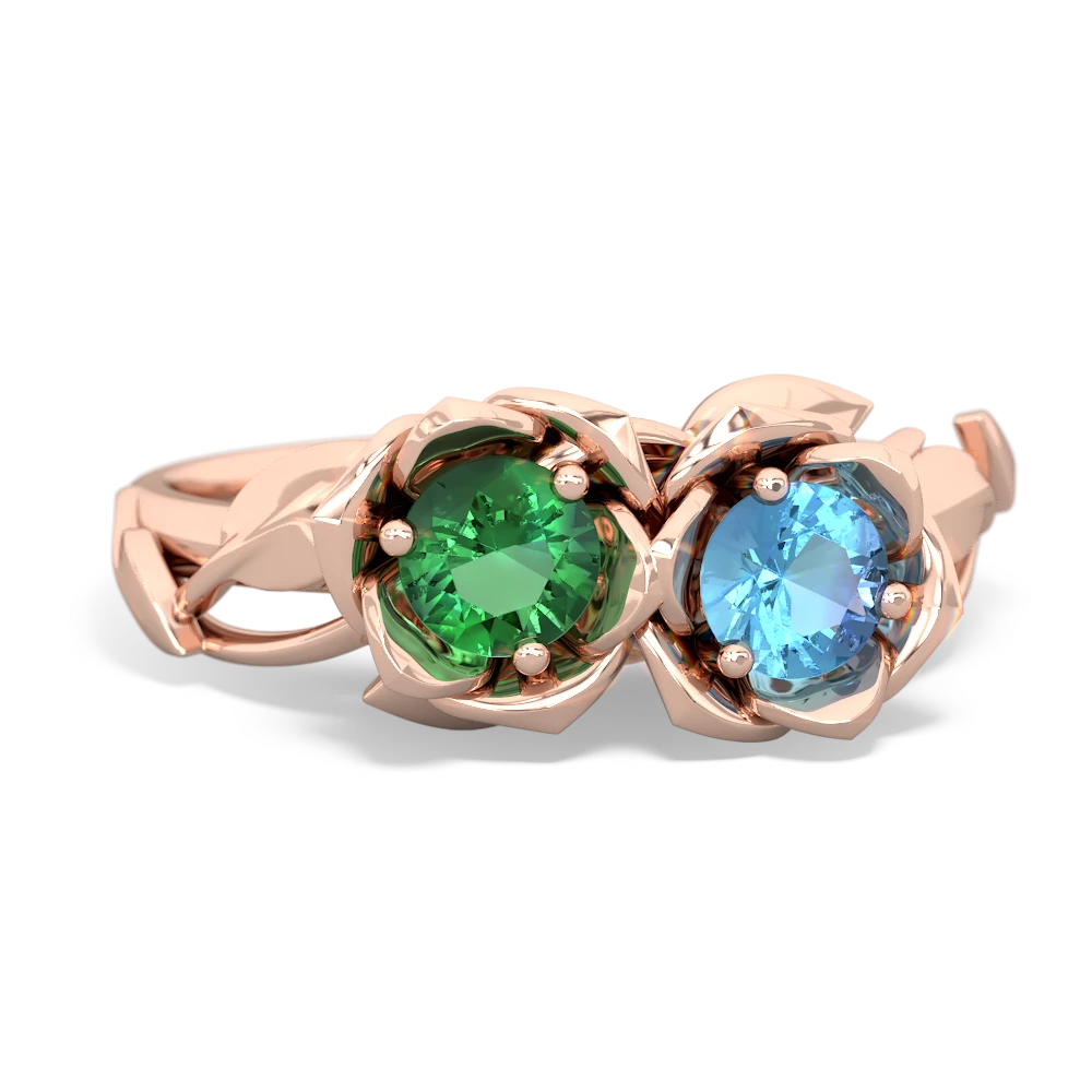 Lab Emerald Rose Garden 14K Rose Gold ring R5510