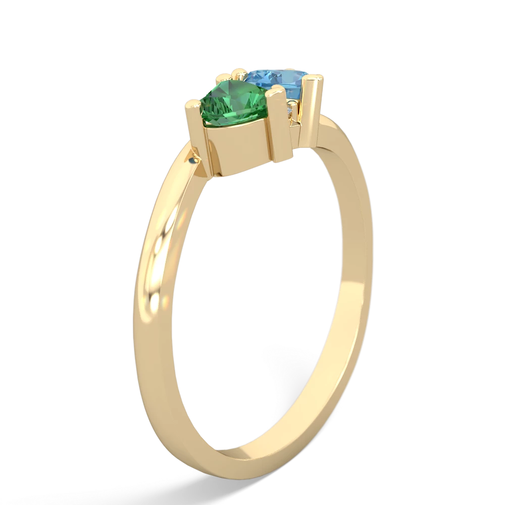 Lab Emerald Sweethearts 14K Yellow Gold ring R5260