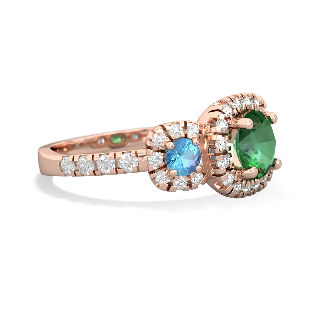 Lab Emerald Regal Halo 14K Rose Gold ring R5350