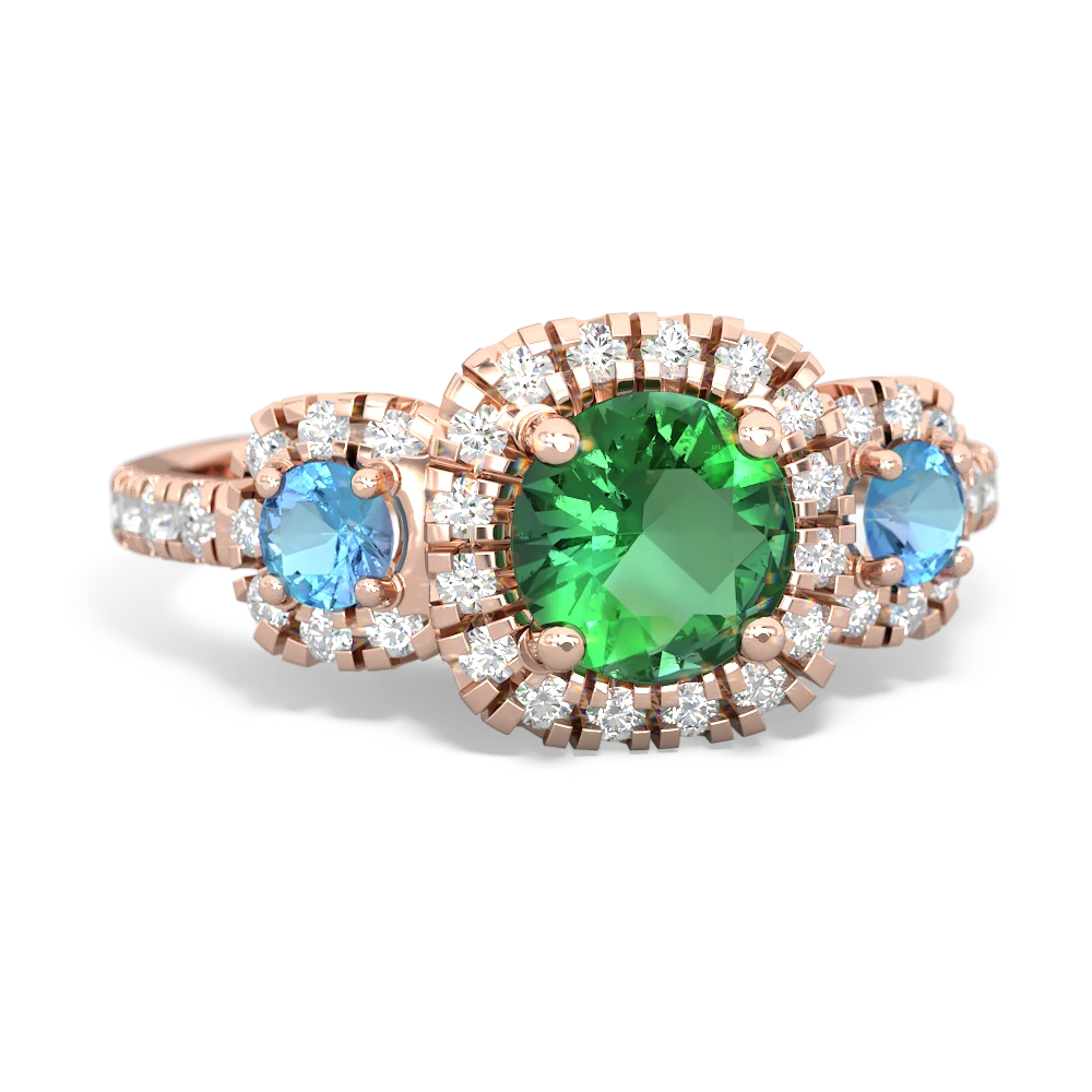 Lab Emerald Regal Halo 14K Rose Gold ring R5350