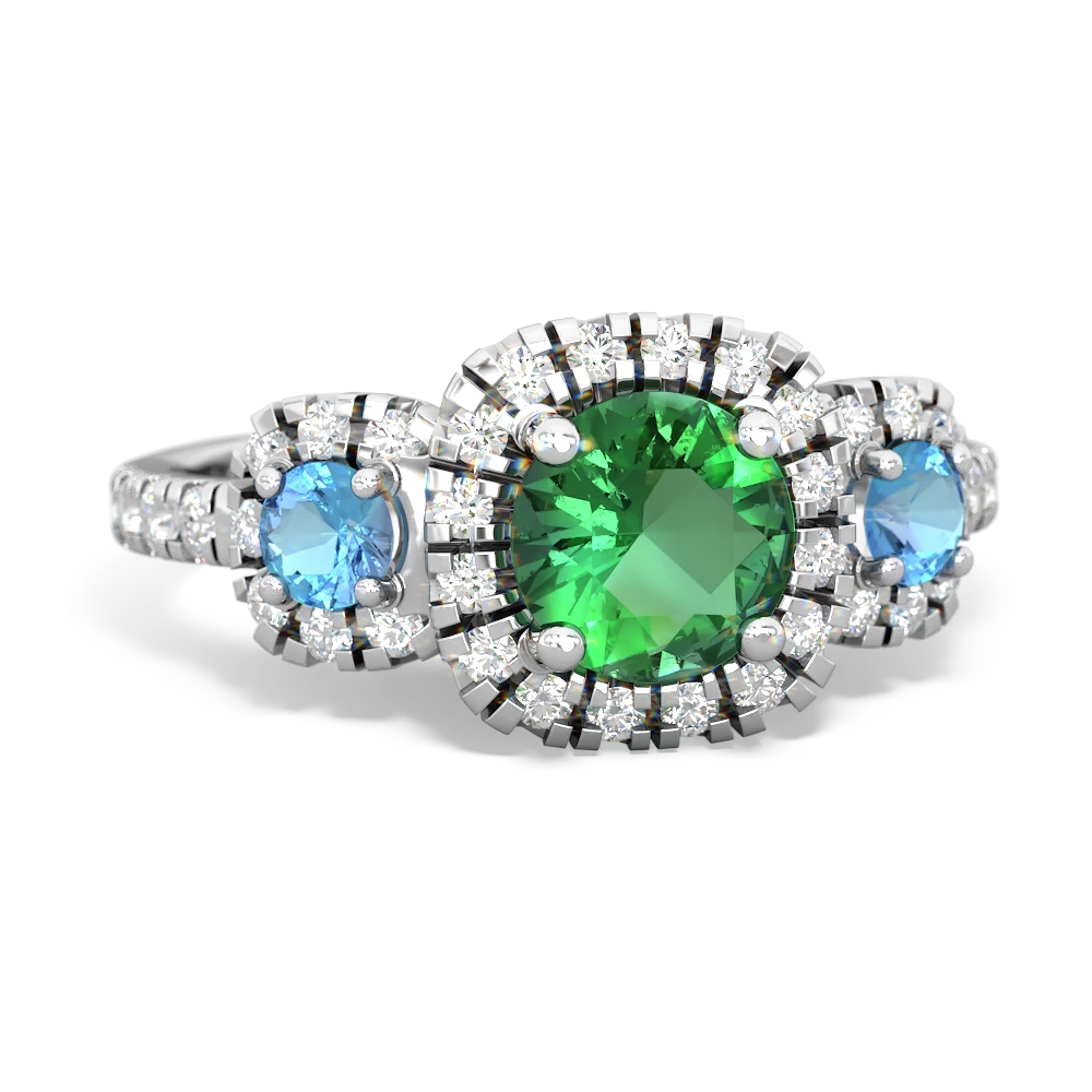 Lab Emerald Regal Halo 14K White Gold ring R5350