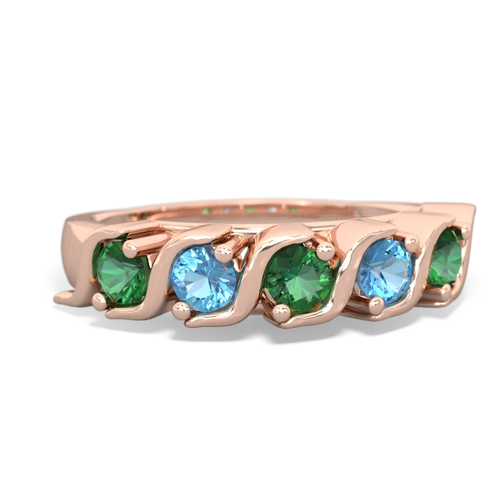 Lab Emerald Anniversary Band 14K Rose Gold ring R2089