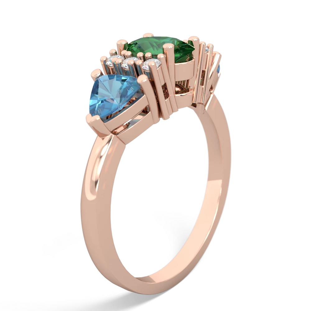 Lab Emerald Antique Style Three Stone 14K Rose Gold ring R2186