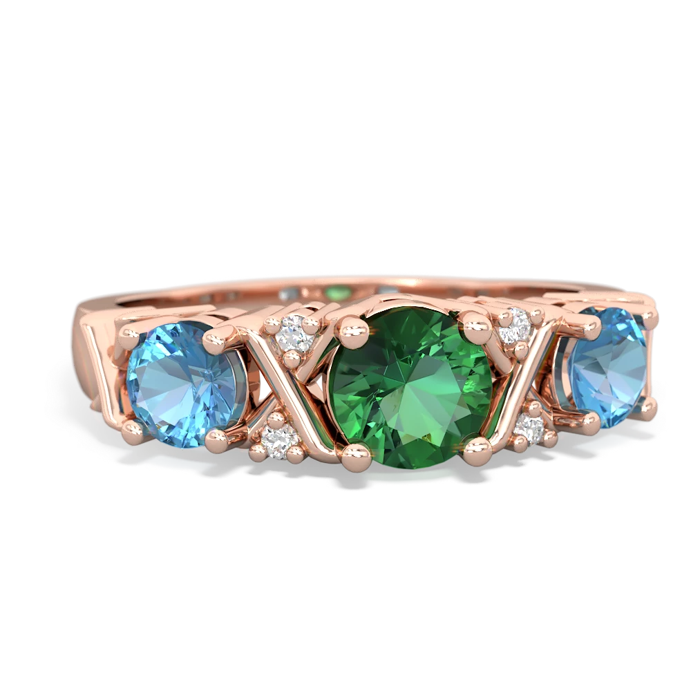 Lab Emerald Hugs And Kisses 14K Rose Gold ring R5016