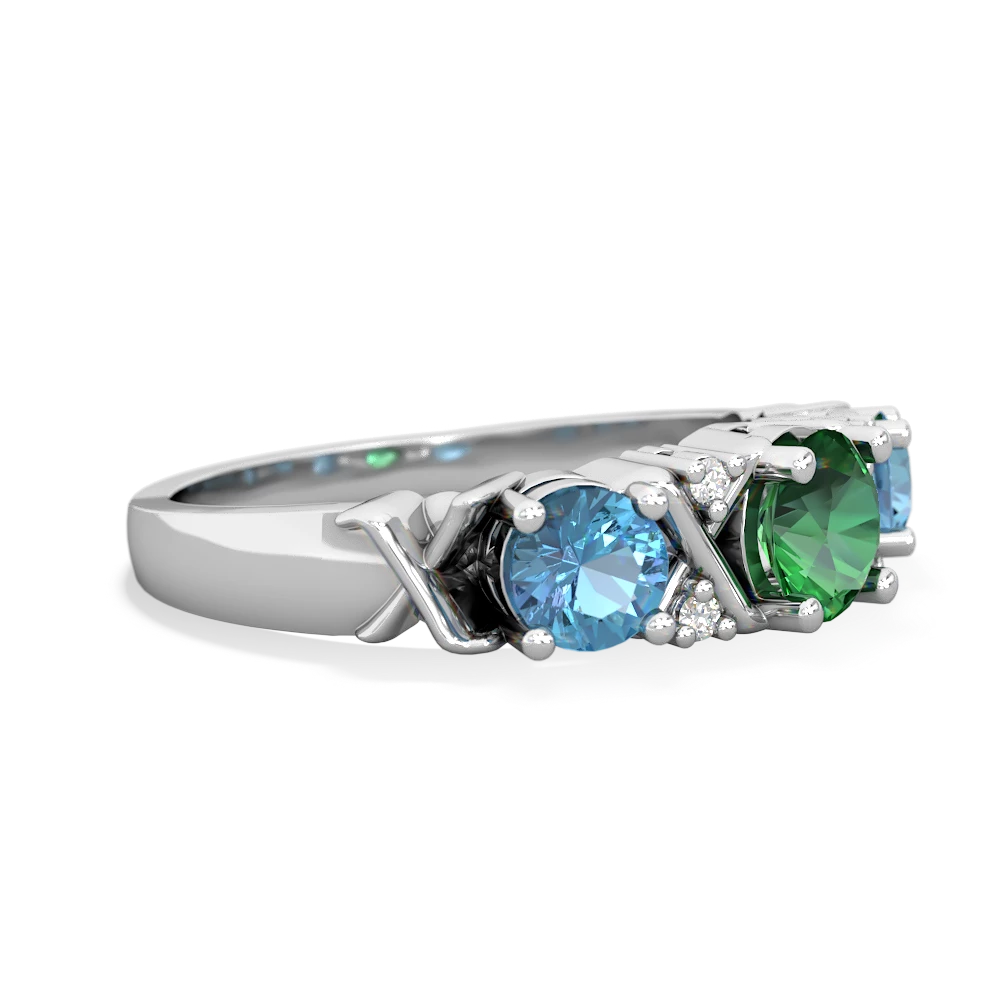 Lab Emerald Hugs And Kisses 14K White Gold ring R5016