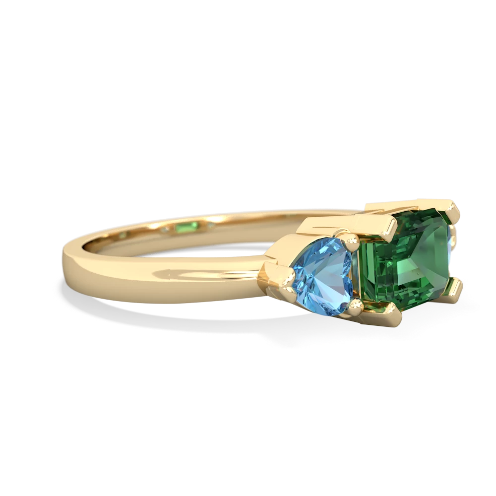 Lab Emerald Three Stone 14K Yellow Gold ring R5235