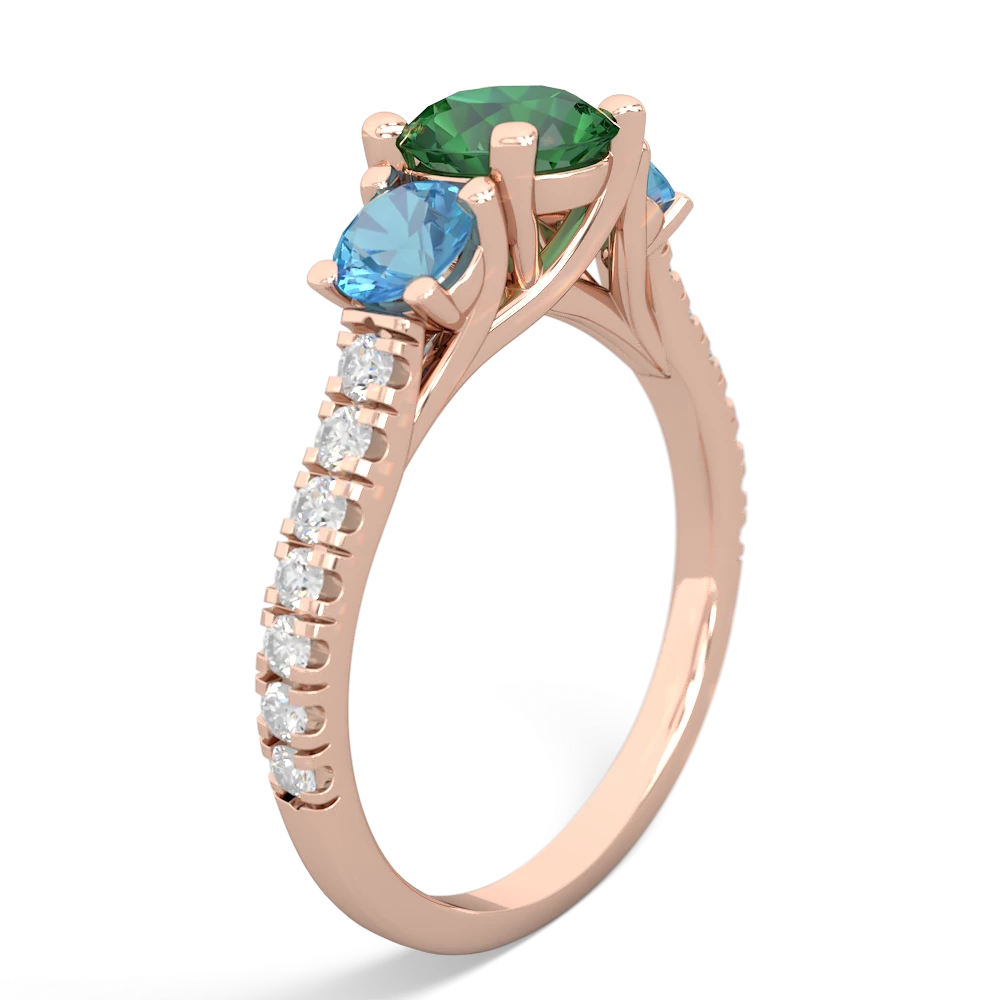 Lab Emerald Pave Trellis 14K Rose Gold ring R5500