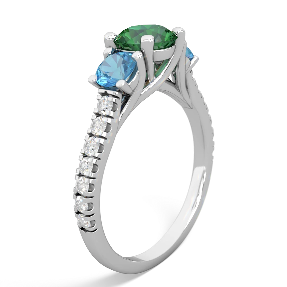 Lab Emerald Pave Trellis 14K White Gold ring R5500