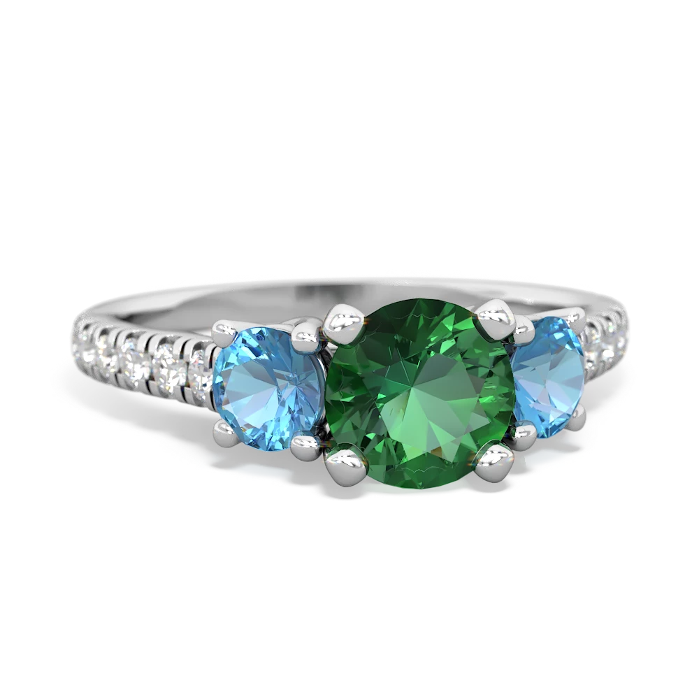 Lab Emerald Pave Trellis 14K White Gold ring R5500