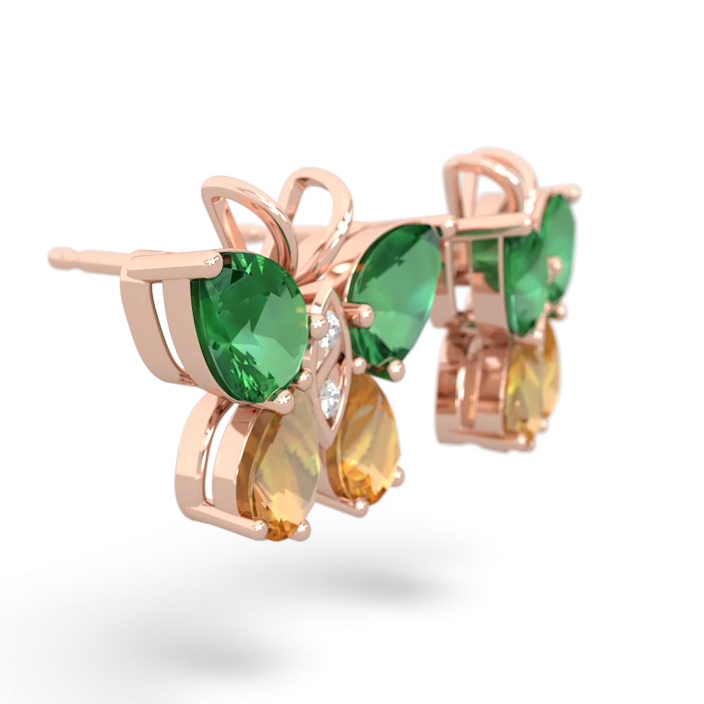 Lab Emerald Butterfly 14K Rose Gold earrings E2215