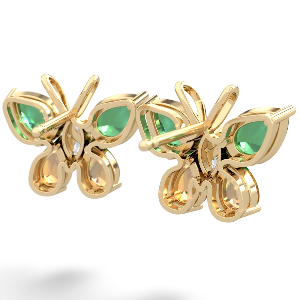 Lab Emerald Butterfly 14K Yellow Gold earrings E2215