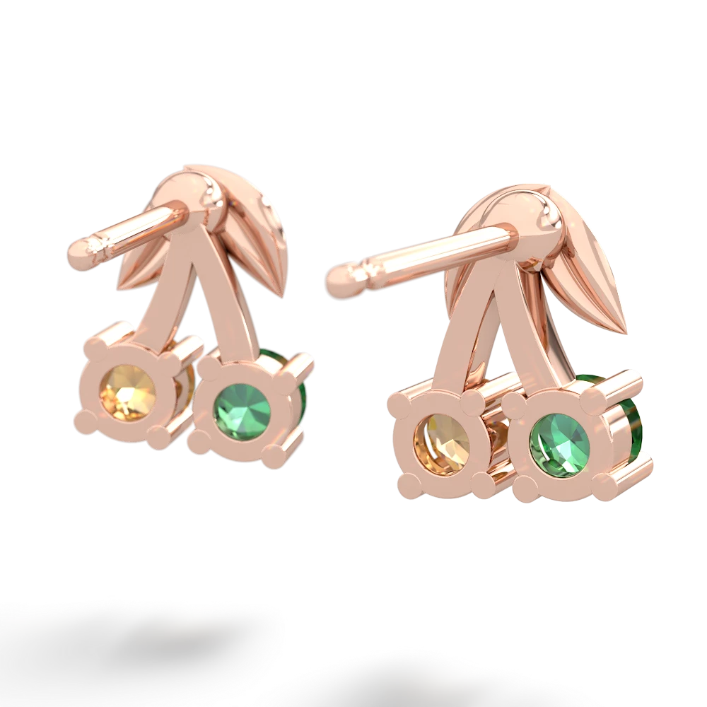 Lab Emerald Sweet Cherries 14K Rose Gold earrings E7001