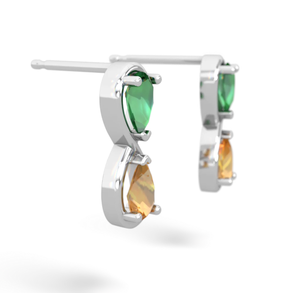 Lab Emerald Infinity 14K White Gold earrings E5050