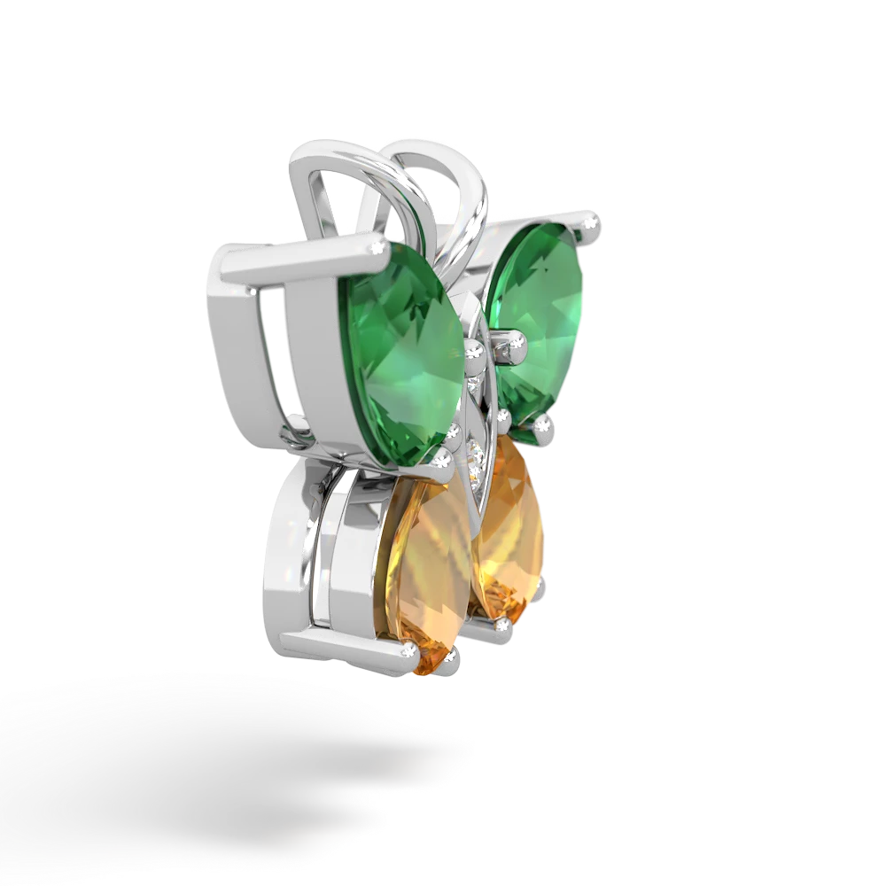 Lab Emerald Butterfly 14K White Gold pendant P2215