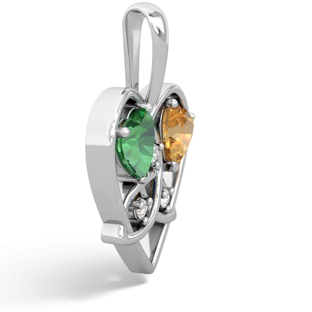 Lab Emerald Celtic Trinity Heart 14K White Gold pendant P5331