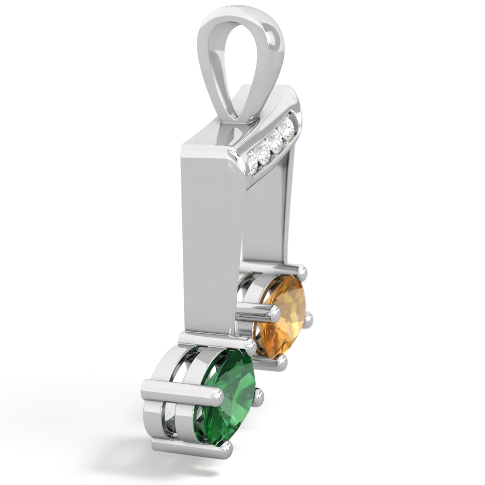 Lab Emerald Color Of Music 14K White Gold pendant P3334