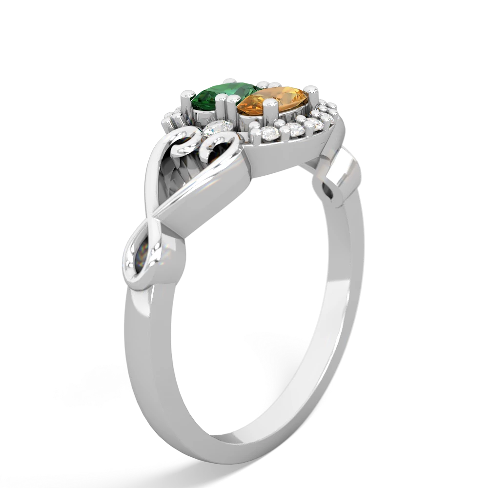 Lab Emerald Love Nest 14K White Gold ring R5860