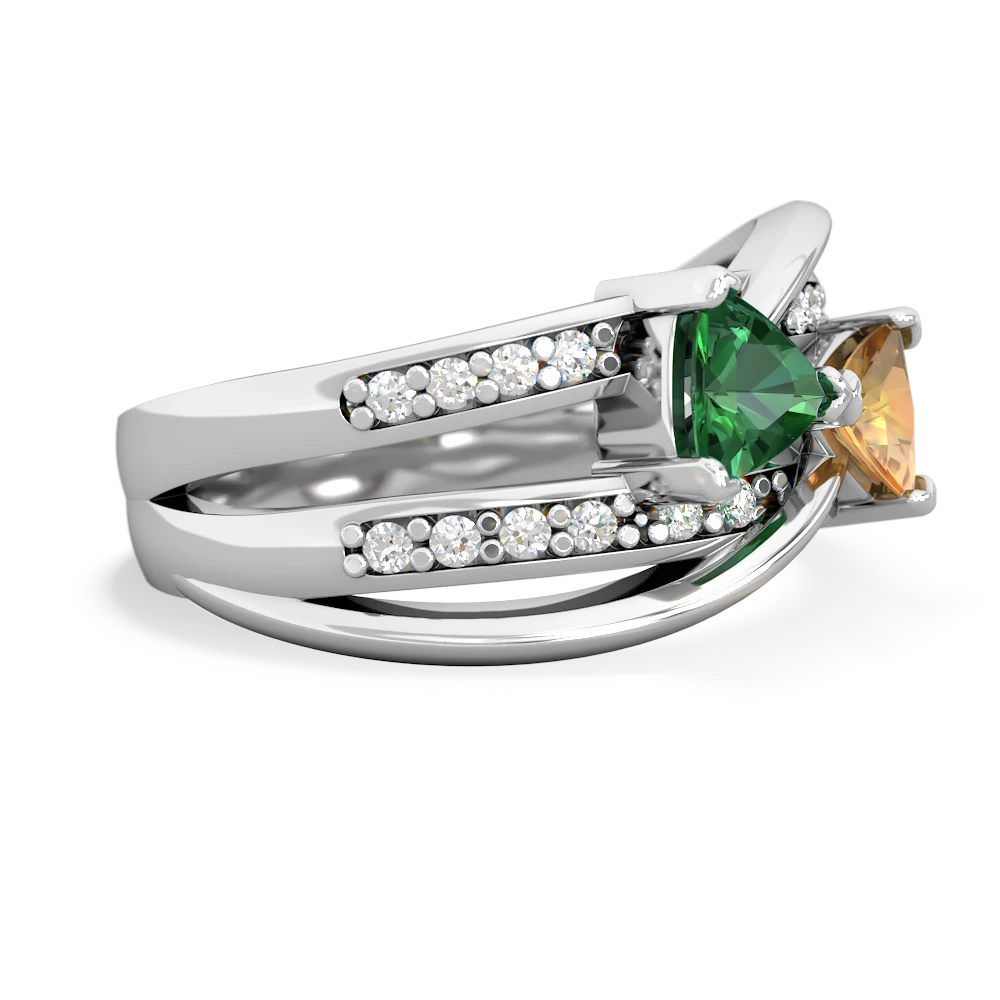 Lab Emerald Bowtie 14K White Gold ring R2360