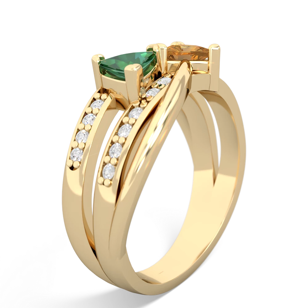 Lab Emerald Bowtie 14K Yellow Gold ring R2360