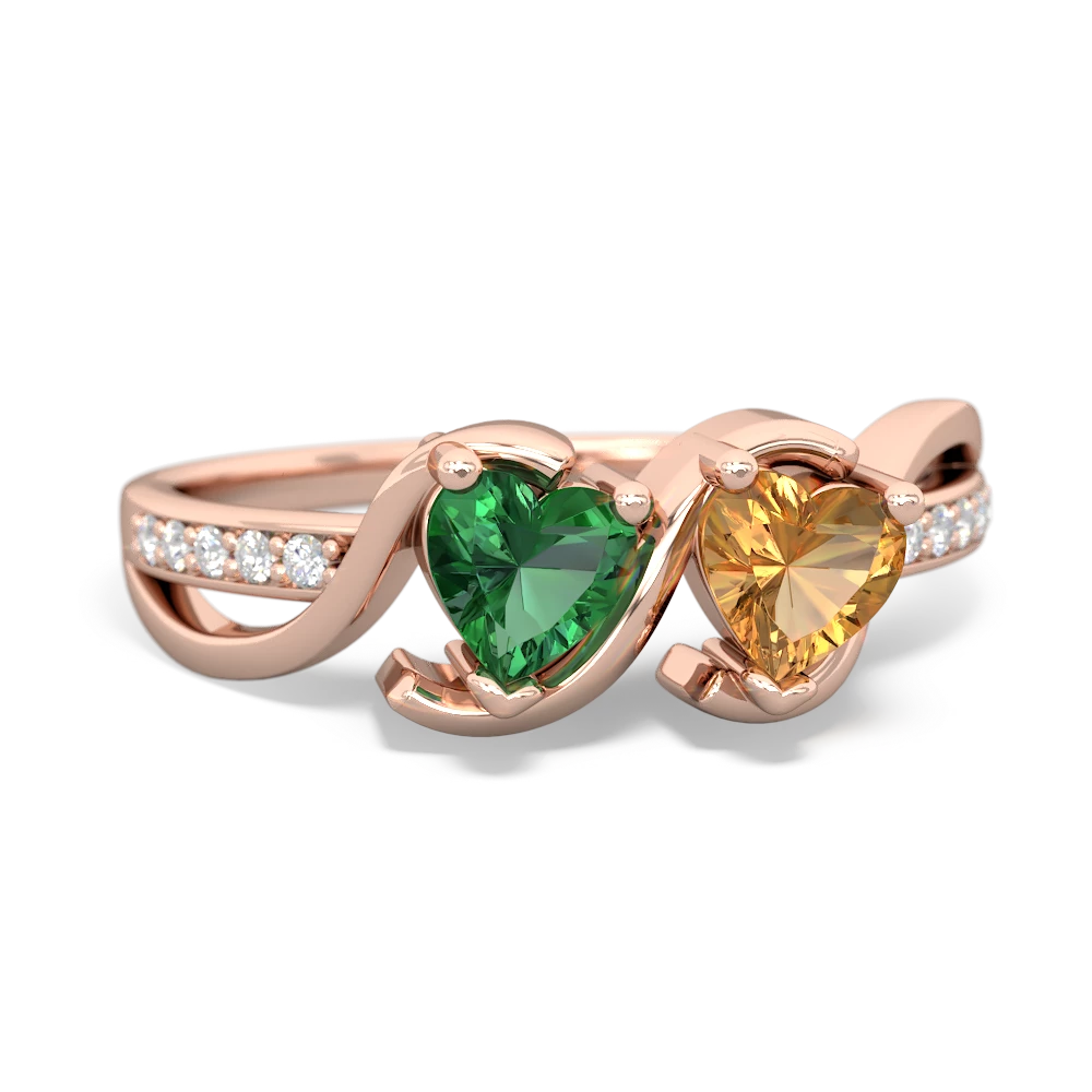 Lab Emerald Side By Side 14K Rose Gold ring R3090