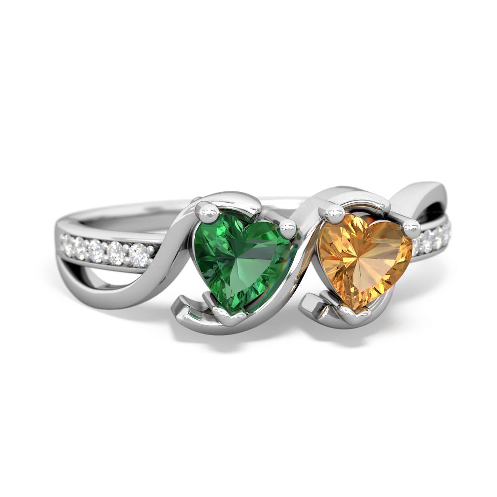 Lab Emerald Side By Side 14K White Gold ring R3090