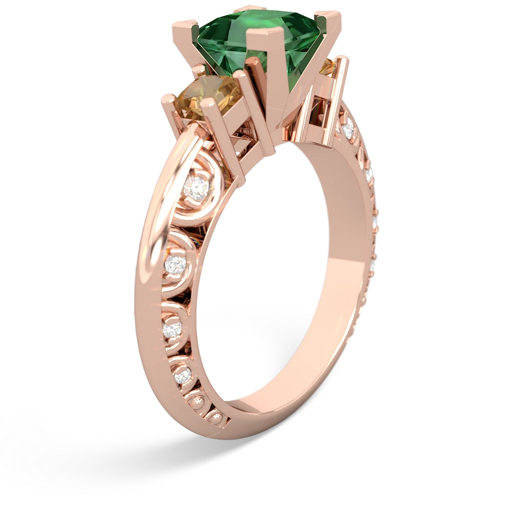 Lab Emerald Eternal Embrace Engagement 14K Rose Gold ring C2001