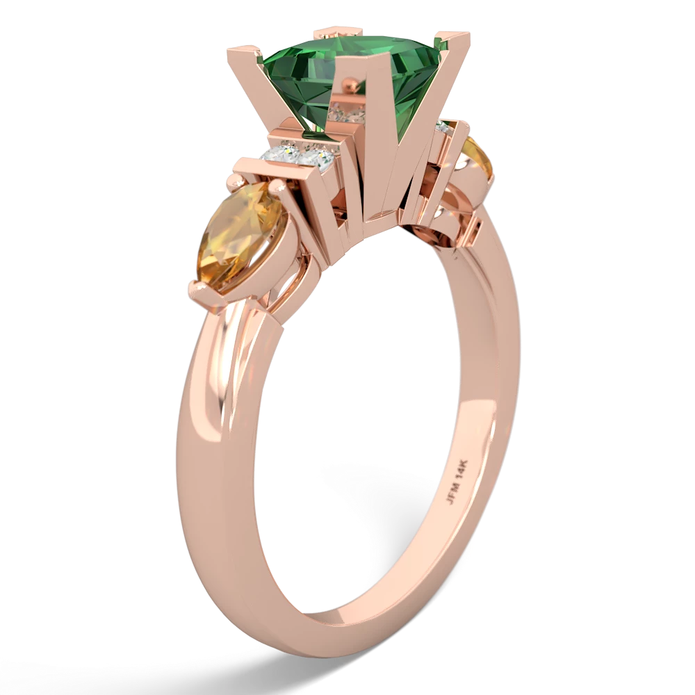 Lab Emerald 6Mm Princess Eternal Embrace Engagement 14K Rose Gold ring C2002