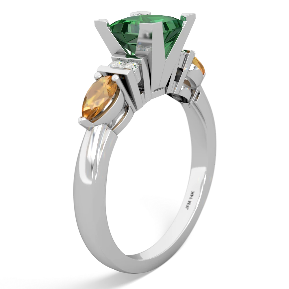 Lab Emerald 6Mm Princess Eternal Embrace Engagement 14K White Gold ring C2002