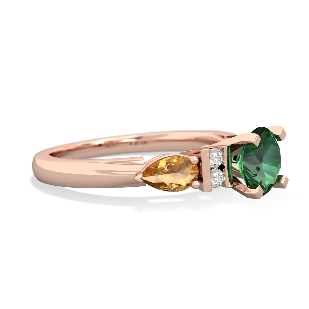 Lab Emerald 6Mm Round Eternal Embrace Engagement 14K Rose Gold ring R2005