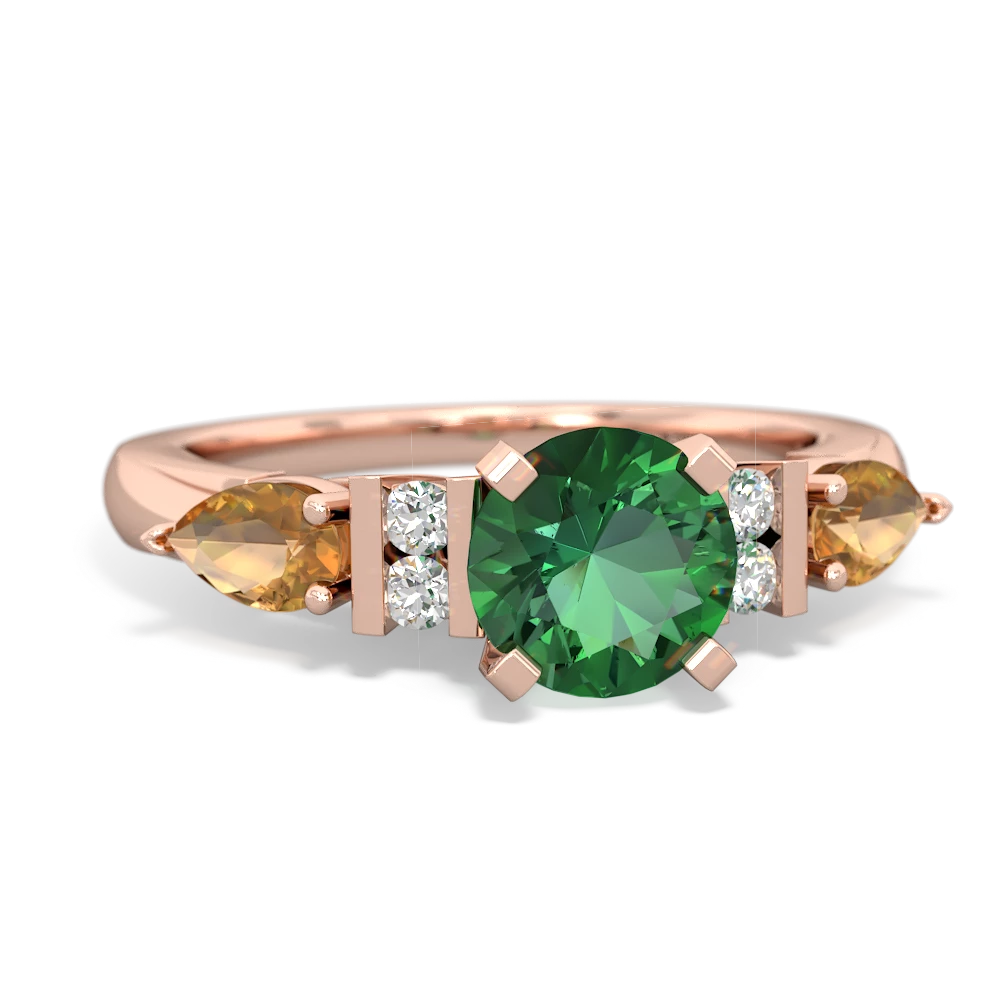 Lab Emerald 6Mm Round Eternal Embrace Engagement 14K Rose Gold ring R2005