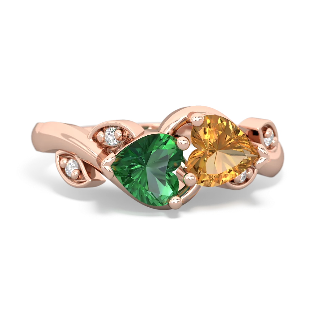 Lab Emerald Floral Elegance 14K Rose Gold ring R5790