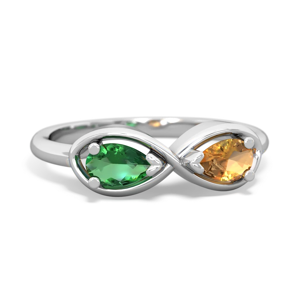 Lab Emerald Infinity 14K White Gold ring R5050